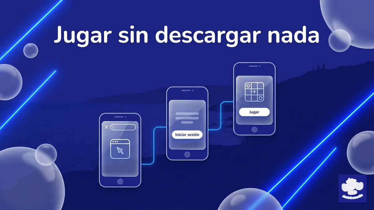 Pasos para jugar en PlayUZU Chile desde el navegador sin instalar app, pantallas en azul indigo