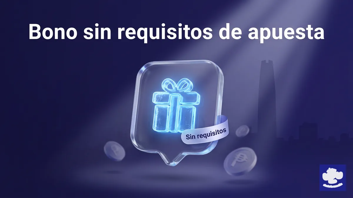 Tarjeta de vidrio azul con ícono de bono representando el diferenciador sin requisitos de apuesta de PlayUZU