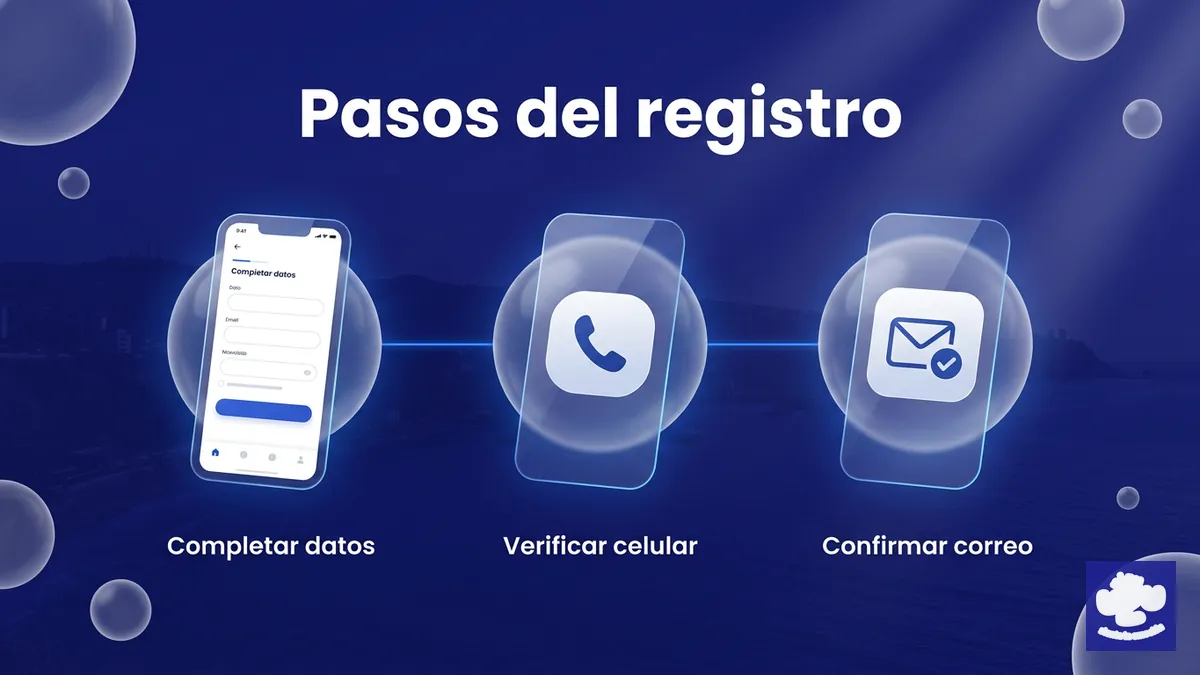 Tres pantallas que muestran los pasos del registro en PlayUZU: datos, celular y correo