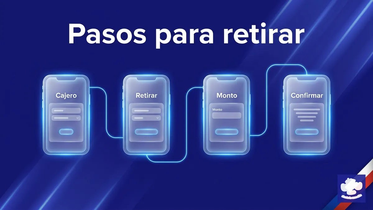 Cuatro pasos del proceso de retiro en PlayUZU: Cajero, Retirar, Monto, Confirmar